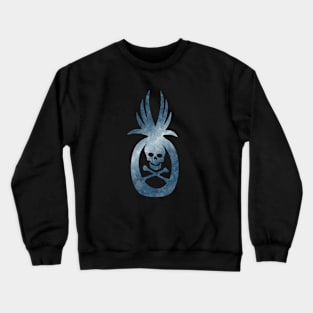 Tropical Pirate Pineapple Halloween Skull and Crossbones Grey Blue Crewneck Sweatshirt